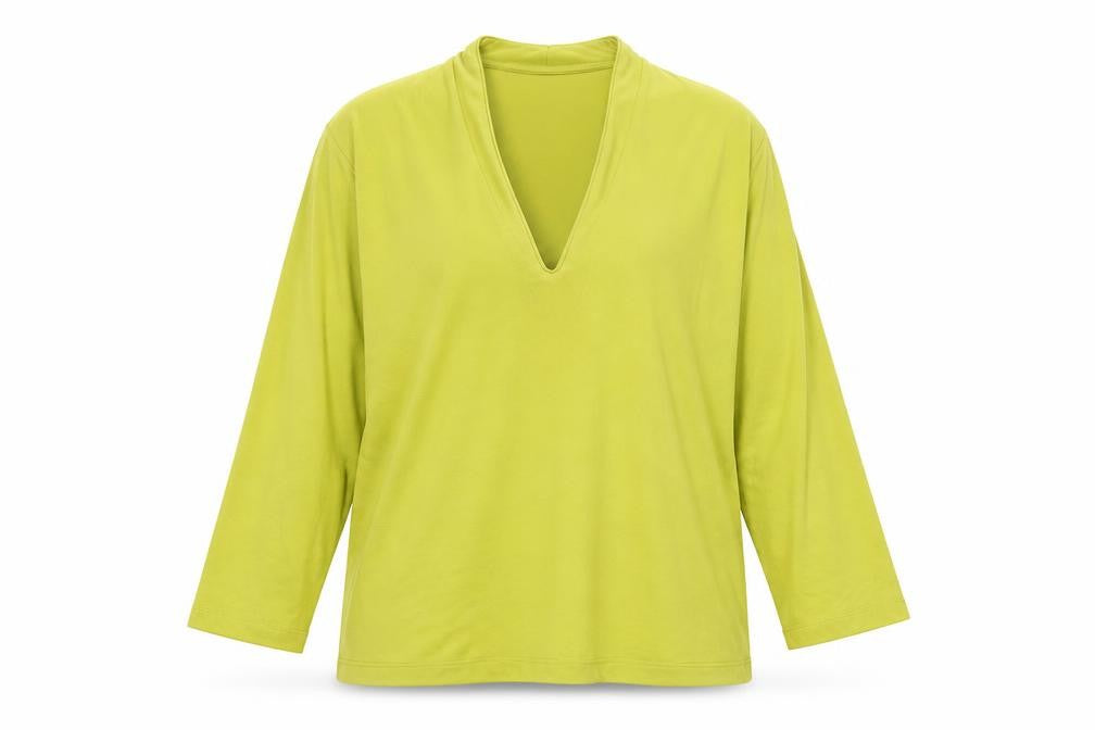 Hobbs Women's Green Viscose Tunic Blouse Size L V-Neck 3/4 Sleeve