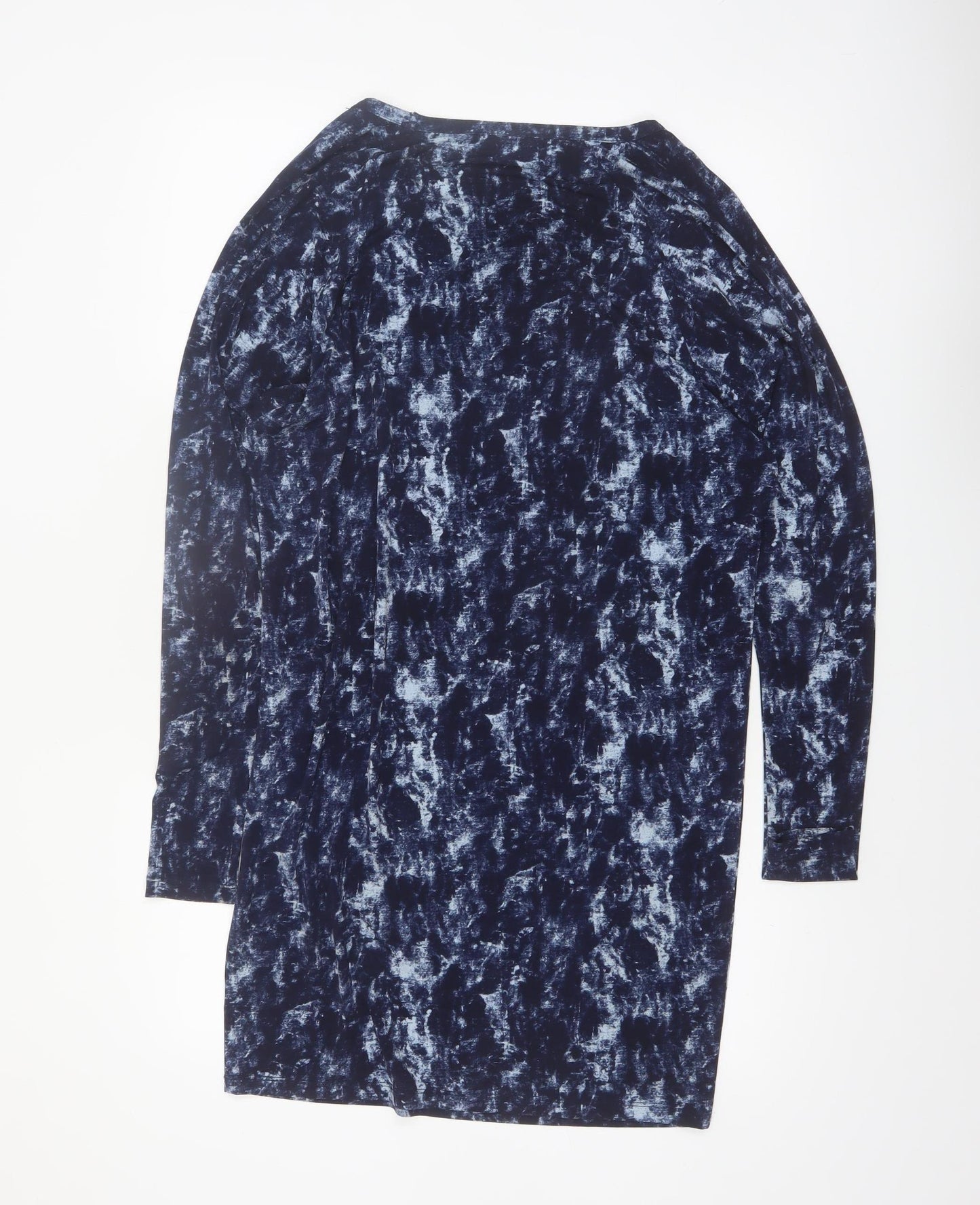 Michael Kors Women's Blue Abstract Long Sleeve Tunic Blouse Size S