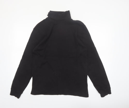 Mountain Warehouse Men's Black Cotton Thermal Roll Neck Long Sleeve Top Size L