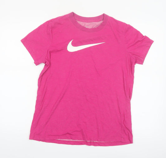 Nike Women's Pink Dri-Fit Crew Neck Sports T-Shirt Size L