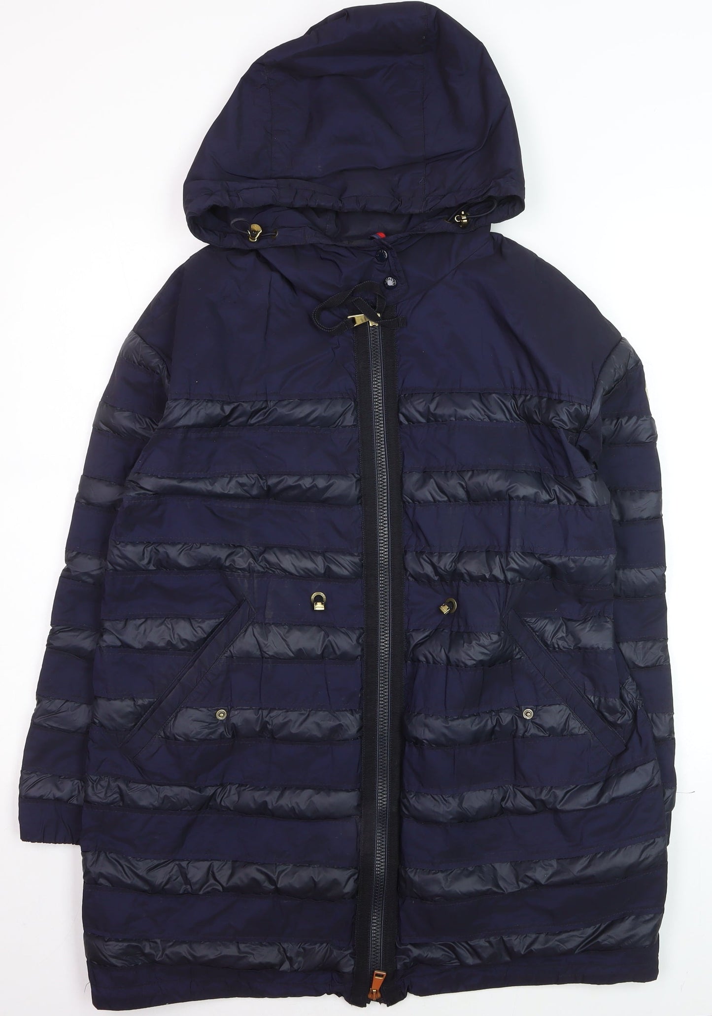 Moncler Women's Blue Long Hooded Down Puffer Coat Size 10