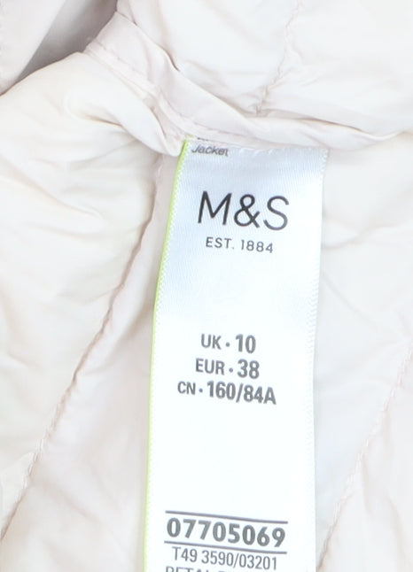 Marks and Spencer Women's Pink Puffer Jacket Size 10 Quilted Lightweight