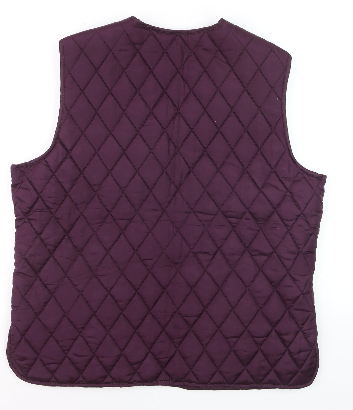 Patra Women's Purple Quilted Silk Waistcoat XL Zip Front Lined Gilet
