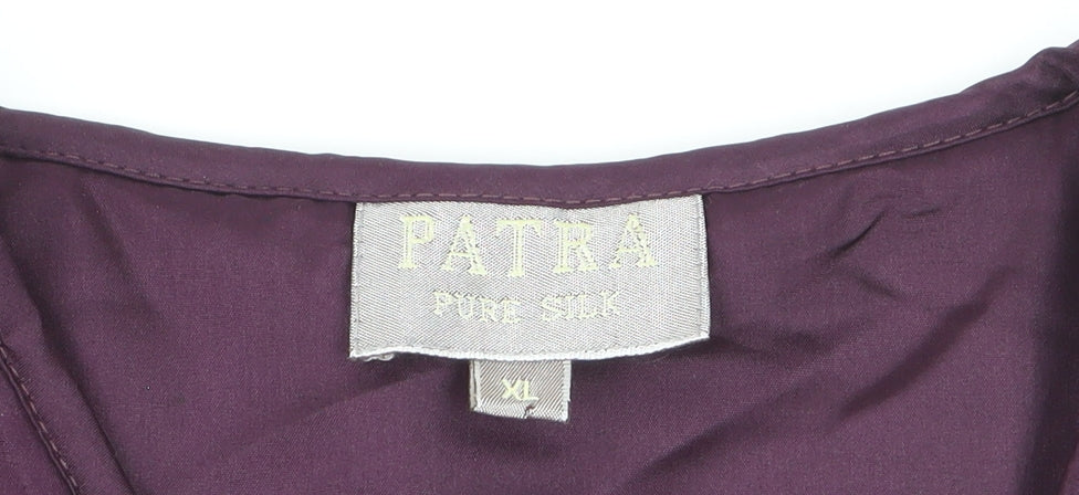 Patra Women's Purple Quilted Silk Waistcoat XL Zip Front Lined Gilet