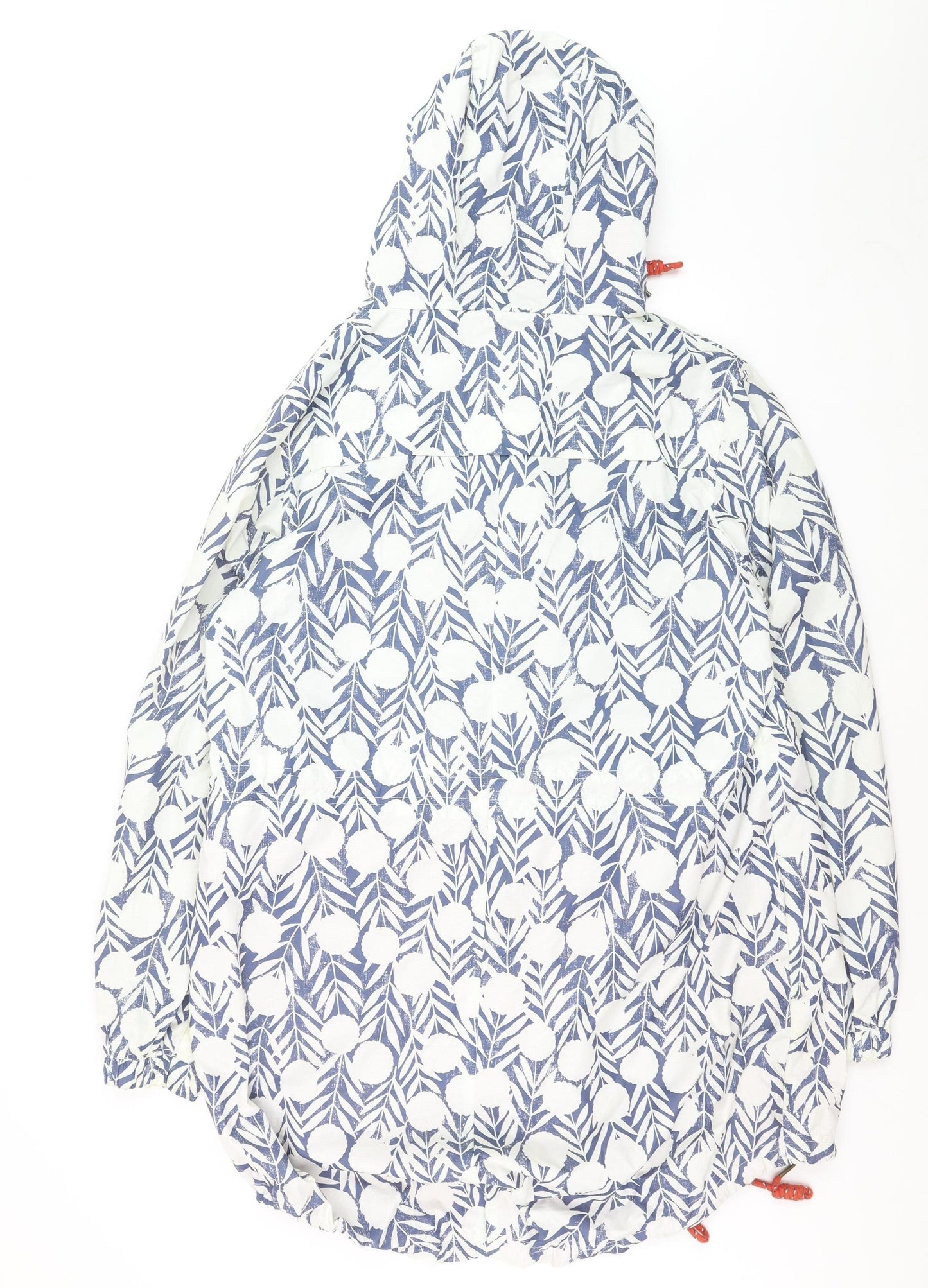 Weird Fish Women's Blue Floral Hooded Rain Coat Size 16