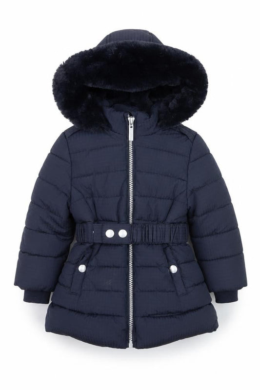 Maine New England Girls Blue Hooded Puffer Coat 12-18 Months Winter Warm Jacket
