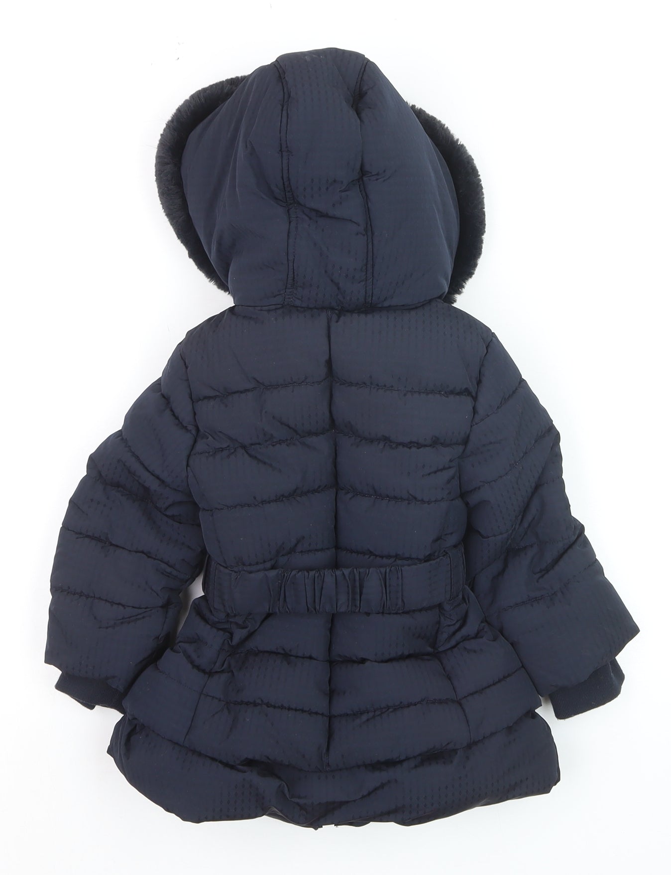 Maine New England Girls Blue Hooded Puffer Coat 12-18 Months Winter Warm Jacket