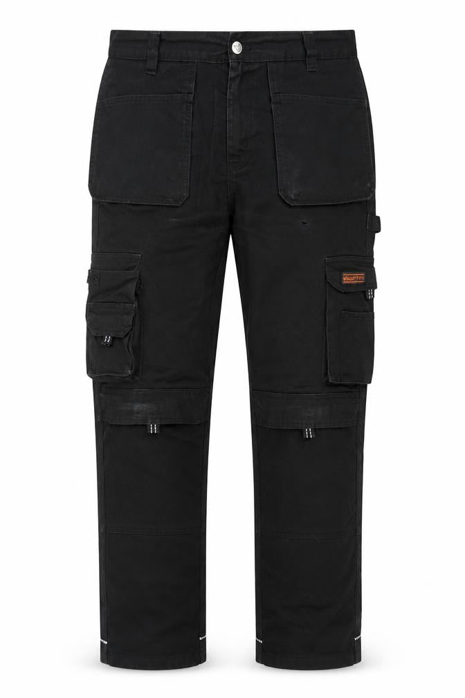 Wright Fits Men's Black Cargo Workwear Trousers 34W 31L Polyester Cotton