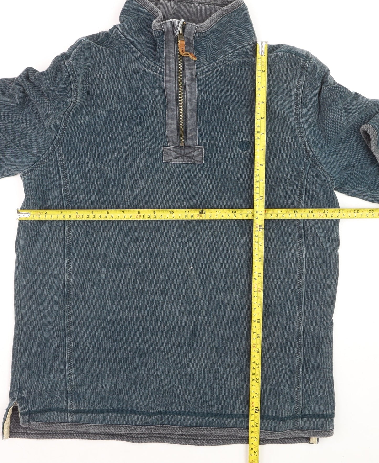 FatFace Men's Blue 1/4 Zip Cotton Henley Sweatshirt Size M