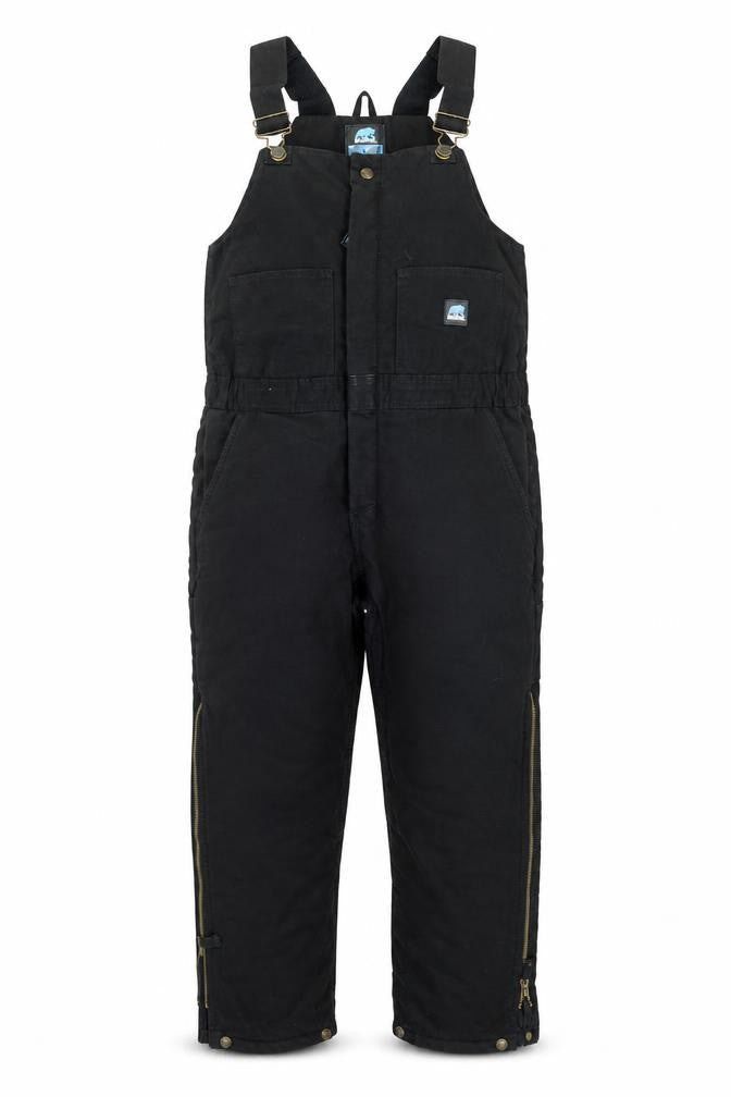 Berne Mens Youth Black Insulated Snow Pants Lined Outdoor Bib Trousers L