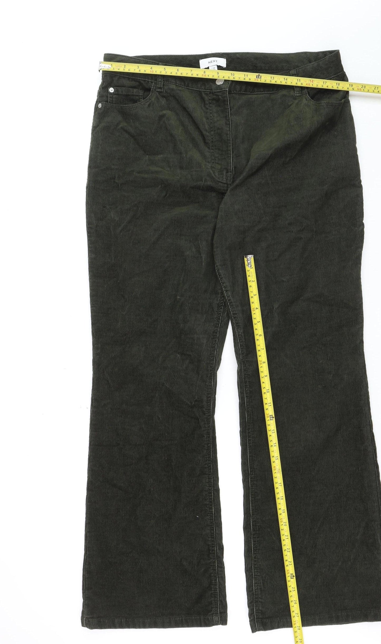 Next Men’s Green Corduroy Straight Trousers Size 16 Regular