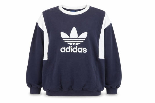 Adidas Womens Navy White Logo Sweatshirt Size 12 Crew Neck Pullover