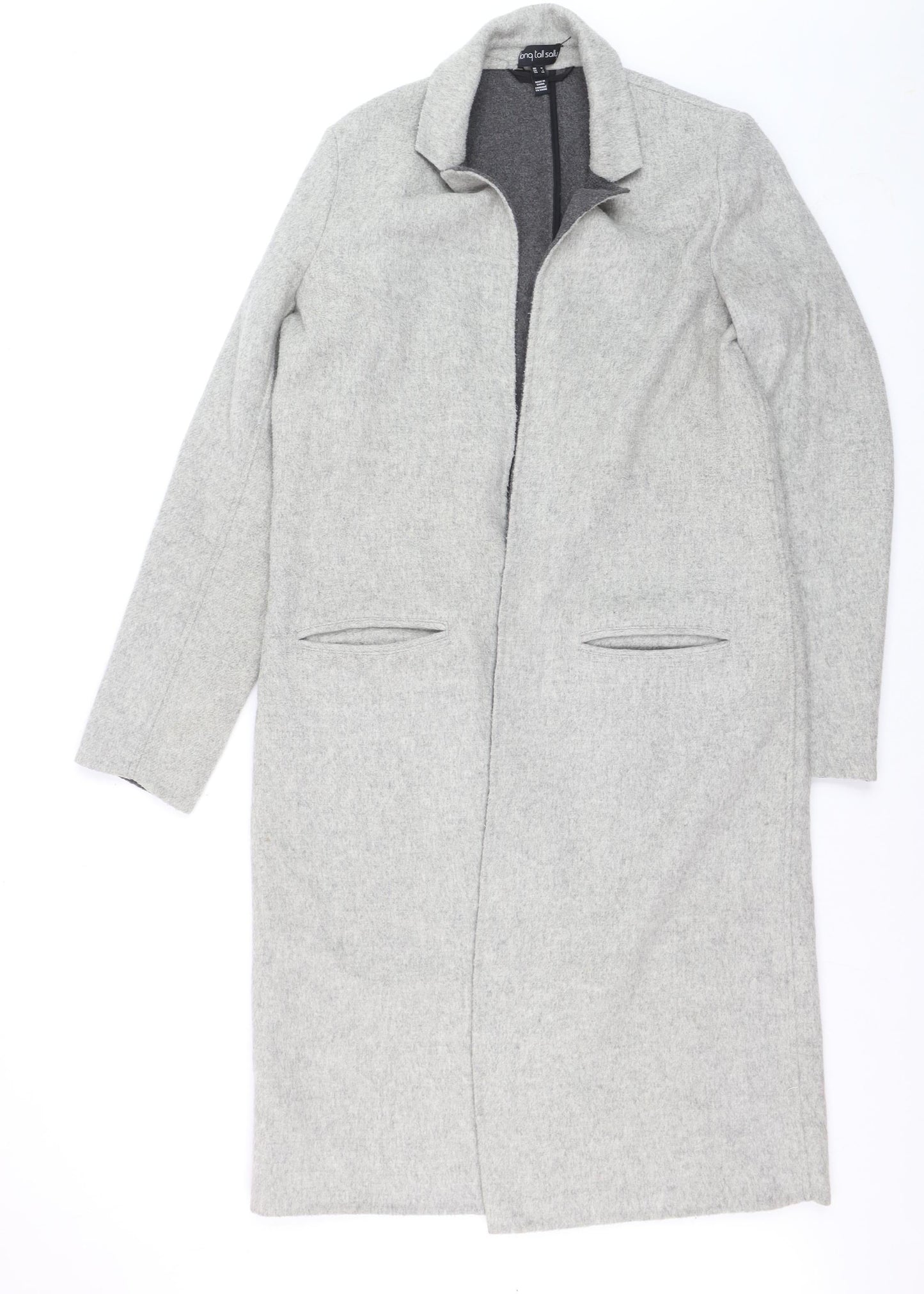 Long Tall Sally Women's Grey Wool Blend Long Overcoat Size 12