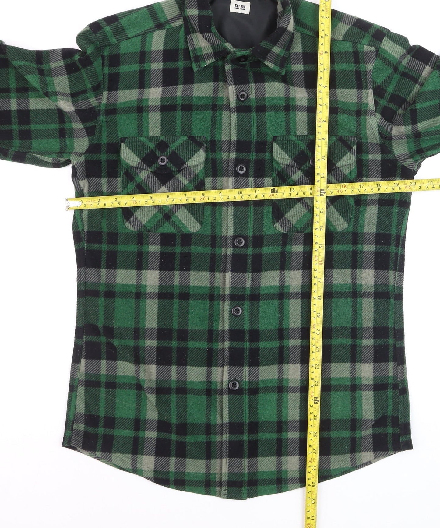 Uniqlo Men's Green Black Plaid Flannel Button-Up Shirt Size S