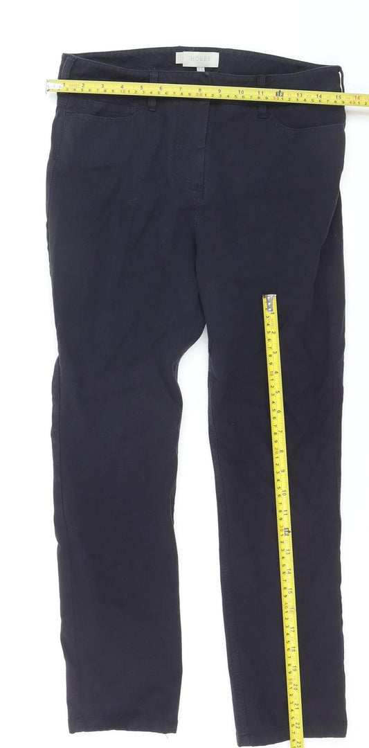 Hobbs Women's Blue Size 10 Chino Trousers Cotton Blend Slim Fit