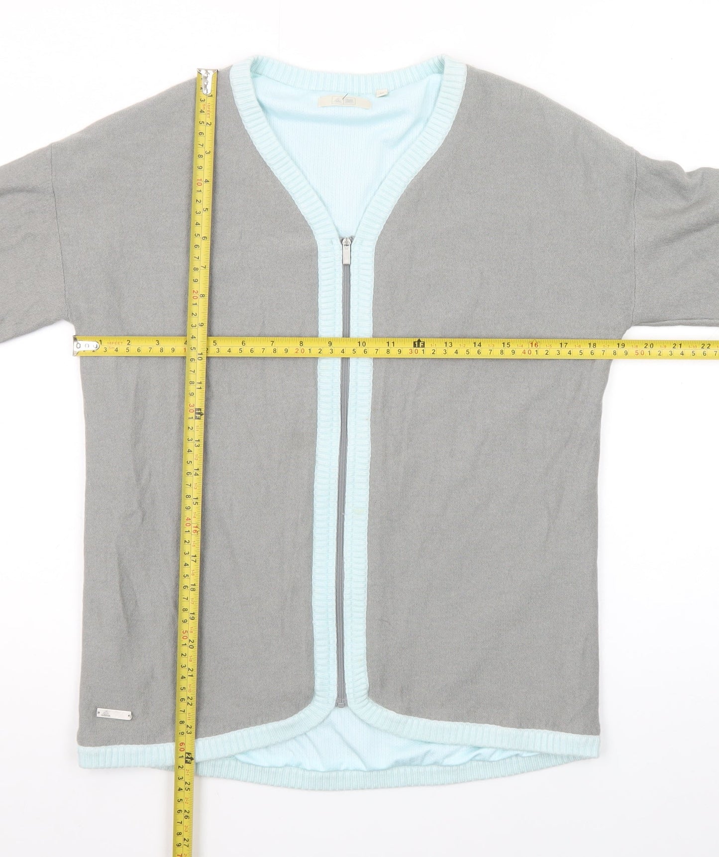 Adidas Womens Grey Full Zip Knit Jumper Cardigan Size M
