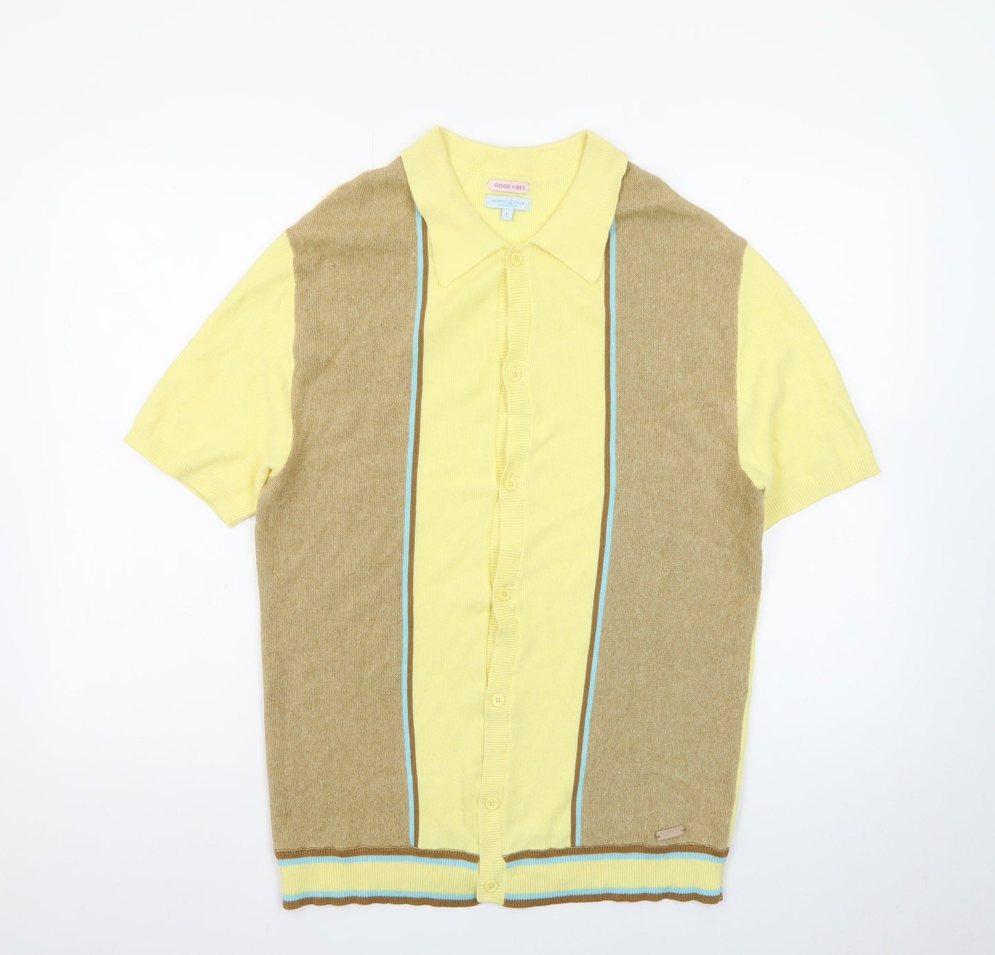 Good Vibes North Pole Contemporary Yellow Retro Men's L Polo Shirt
