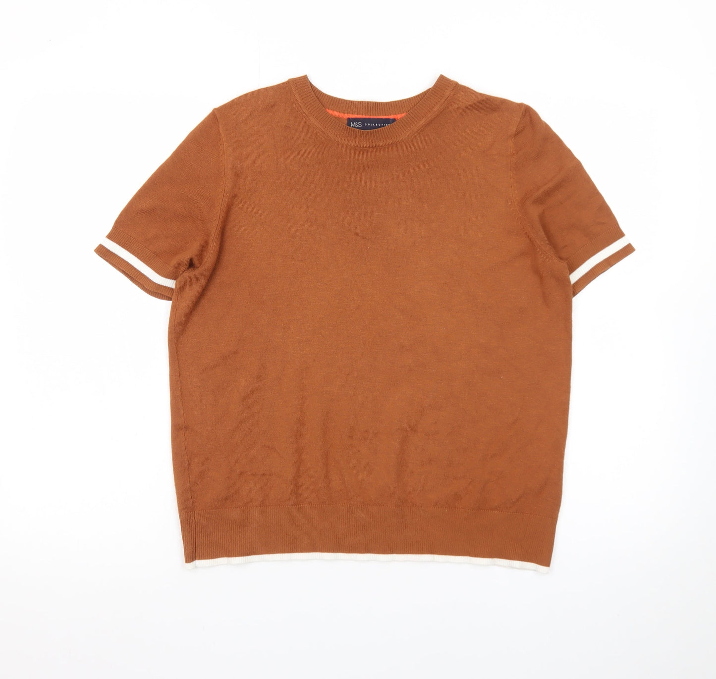 Marks and Spencer Men's Brown Short Sleeve Crew Neck T-Shirt M