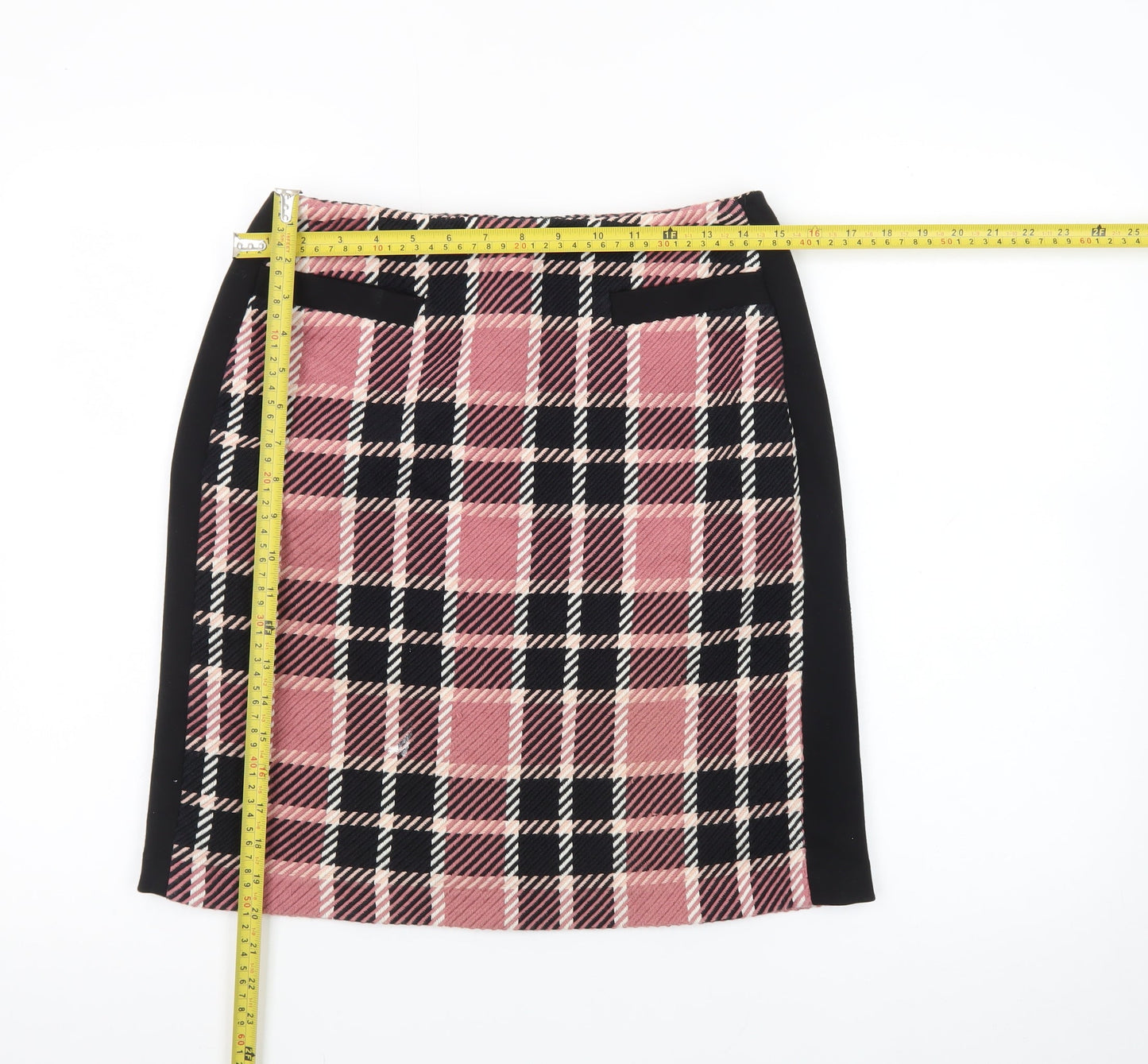 Marks and Spencer Women Pink Check Pencil Skirt Size 10 Lined