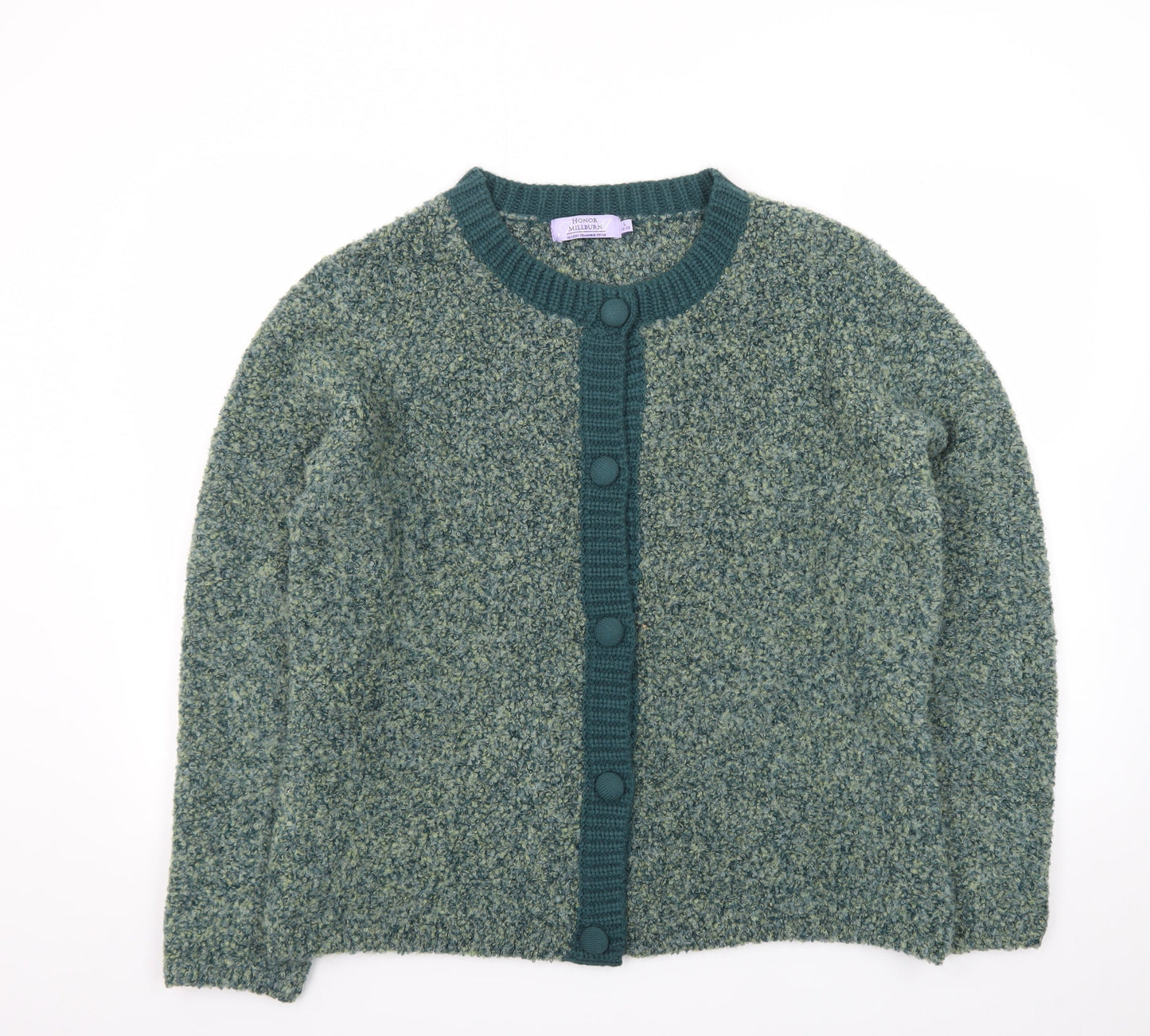 Honor Millburn Women's Green Wool Blend Cardigan L 18-20