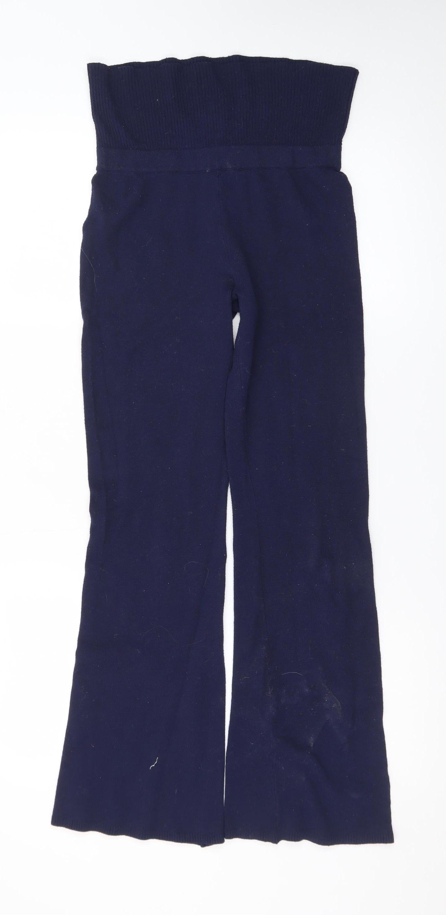 H&M Womens Blue Knit Flared High Waist Stretch Trousers XS