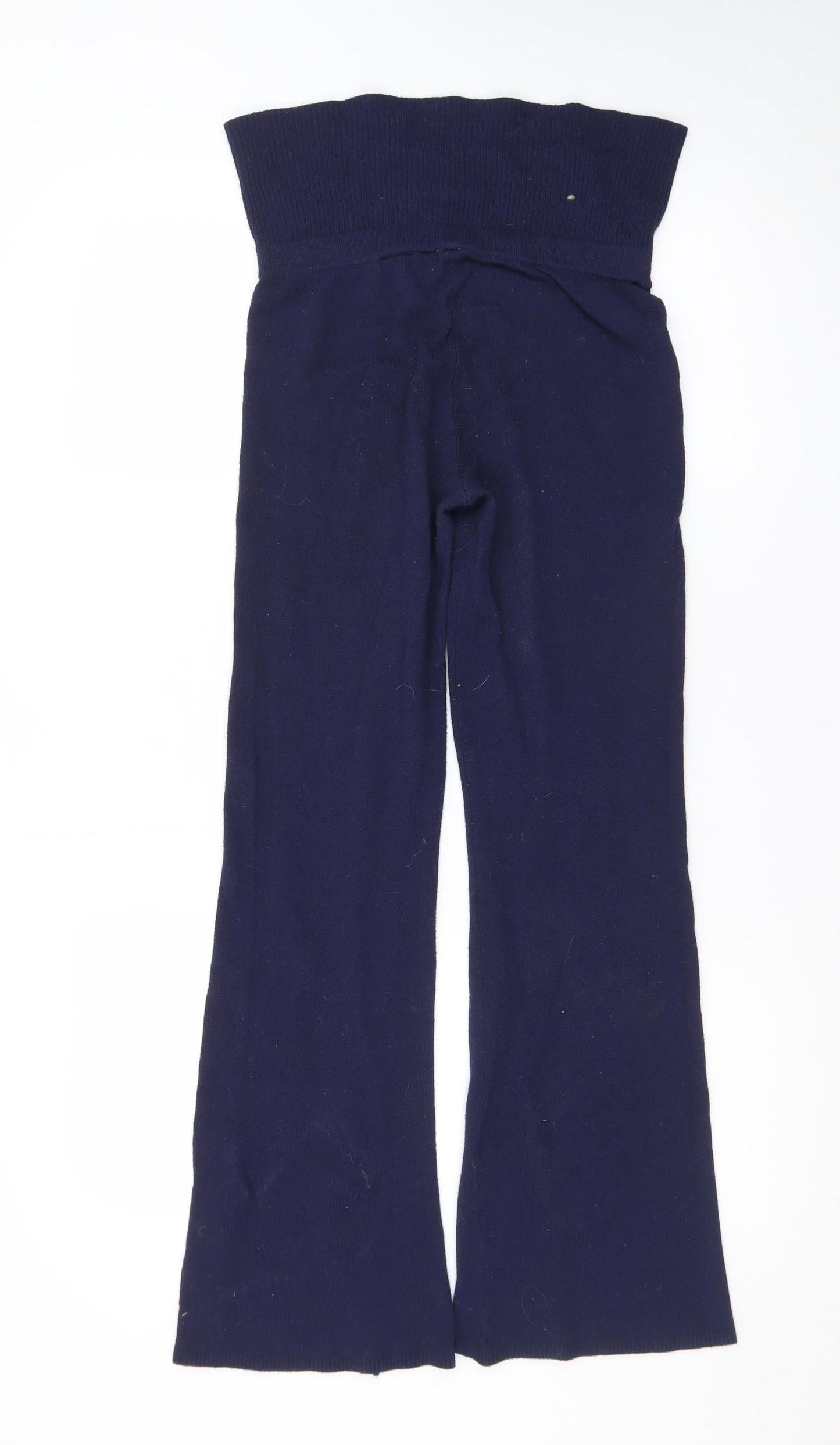 H&M Womens Blue Knit Flared High Waist Stretch Trousers XS