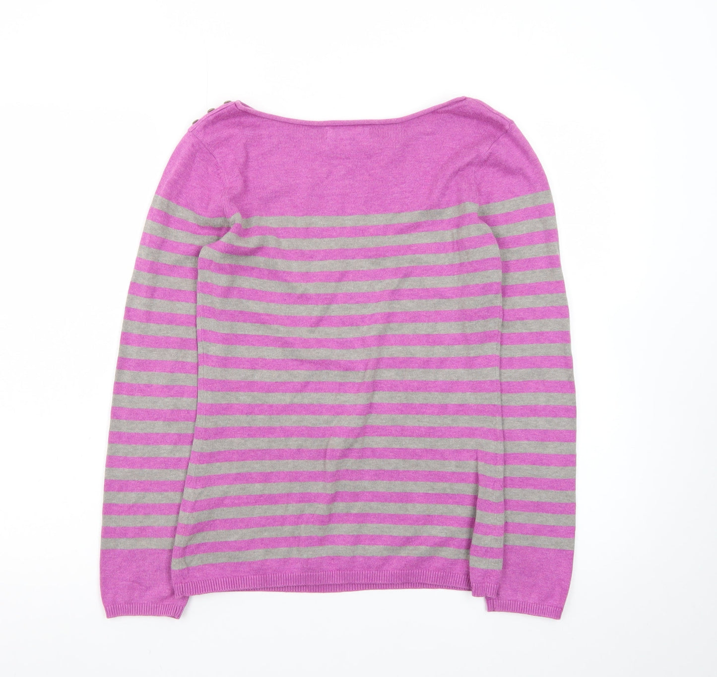 Seasalt Women’s Purple Striped Cotton Boat Neck Jumper Size 8