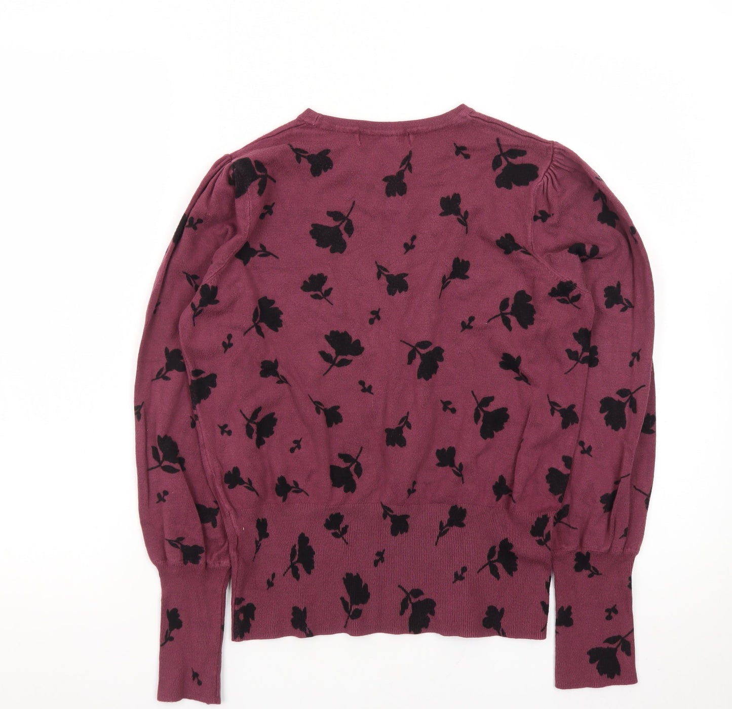 Marks and Spencer Women's Purple Floral Knit Jumper Size 10