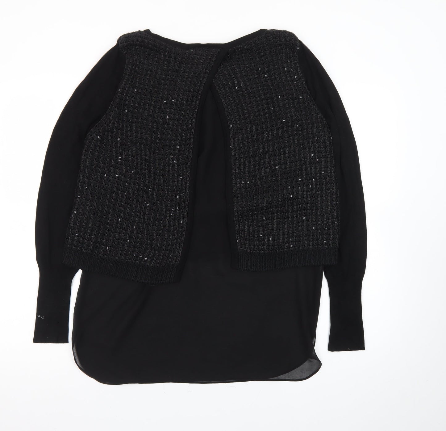 Love Me Tender Womens Black Sequin Knit Tunic Jumper Size 12