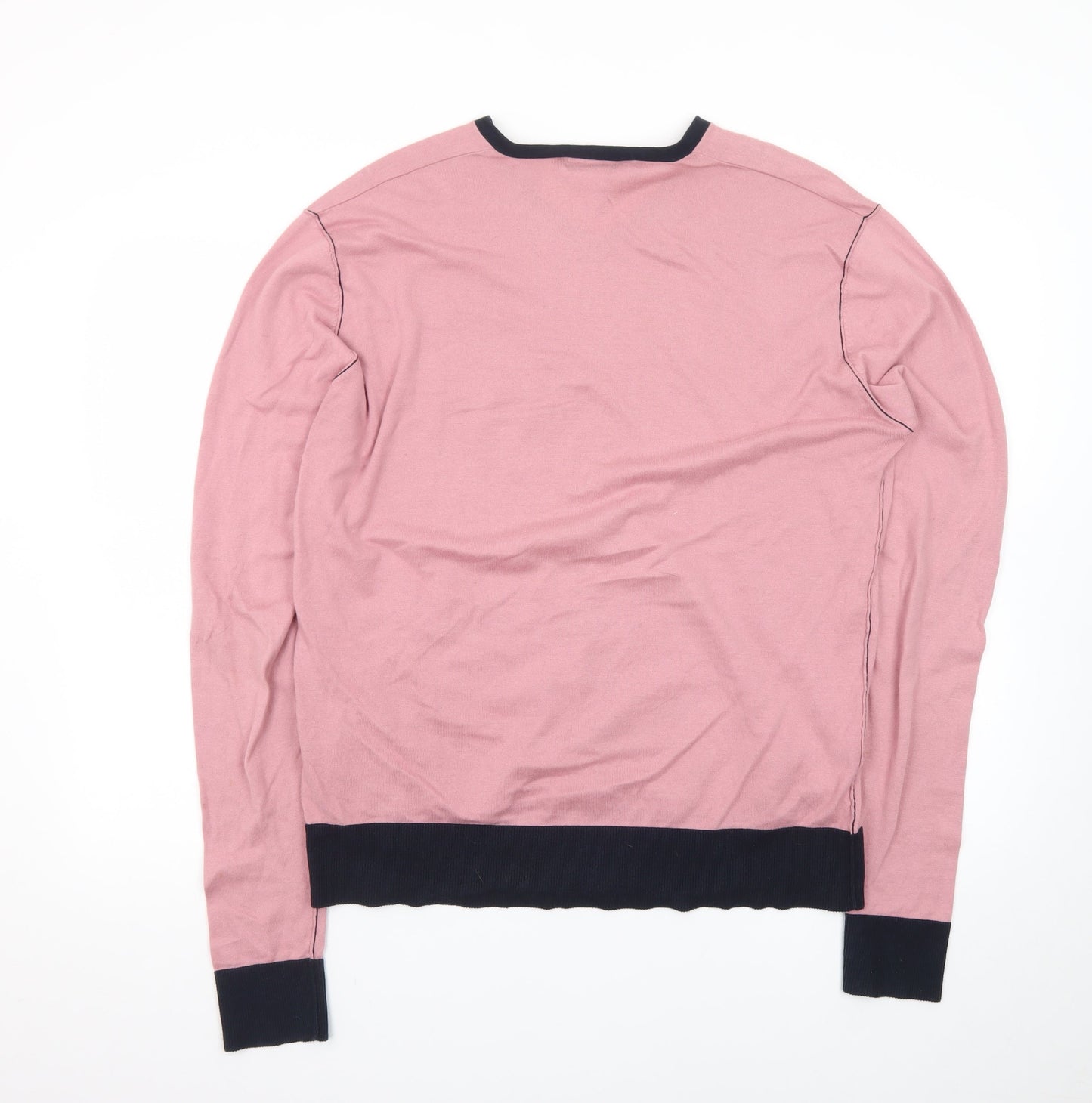 Refectory London Women's Pink V-Neck Cotton Jumper Size M