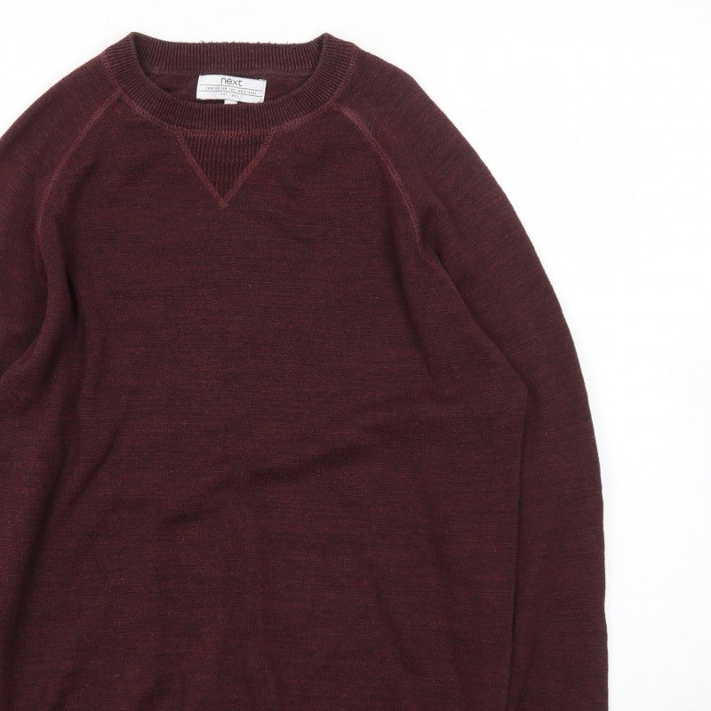 Additional view of Next Men's Brown Crew Neck Wool Jumper, size M, Regular Fit