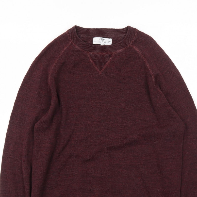 Additional view of Next Men's Brown Crew Neck Wool Jumper, size M, Regular Fit