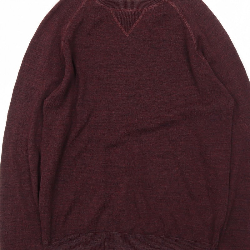 Additional view of Next Men's Brown Crew Neck Wool Jumper, size M, Regular Fit