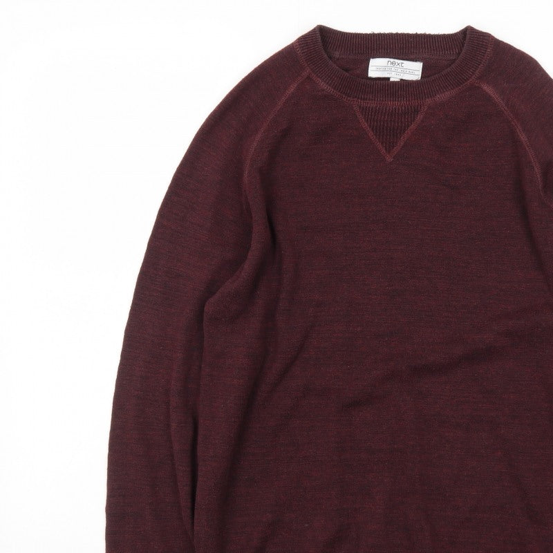 Additional view of Next Men's Brown Crew Neck Wool Jumper, size M, Regular Fit