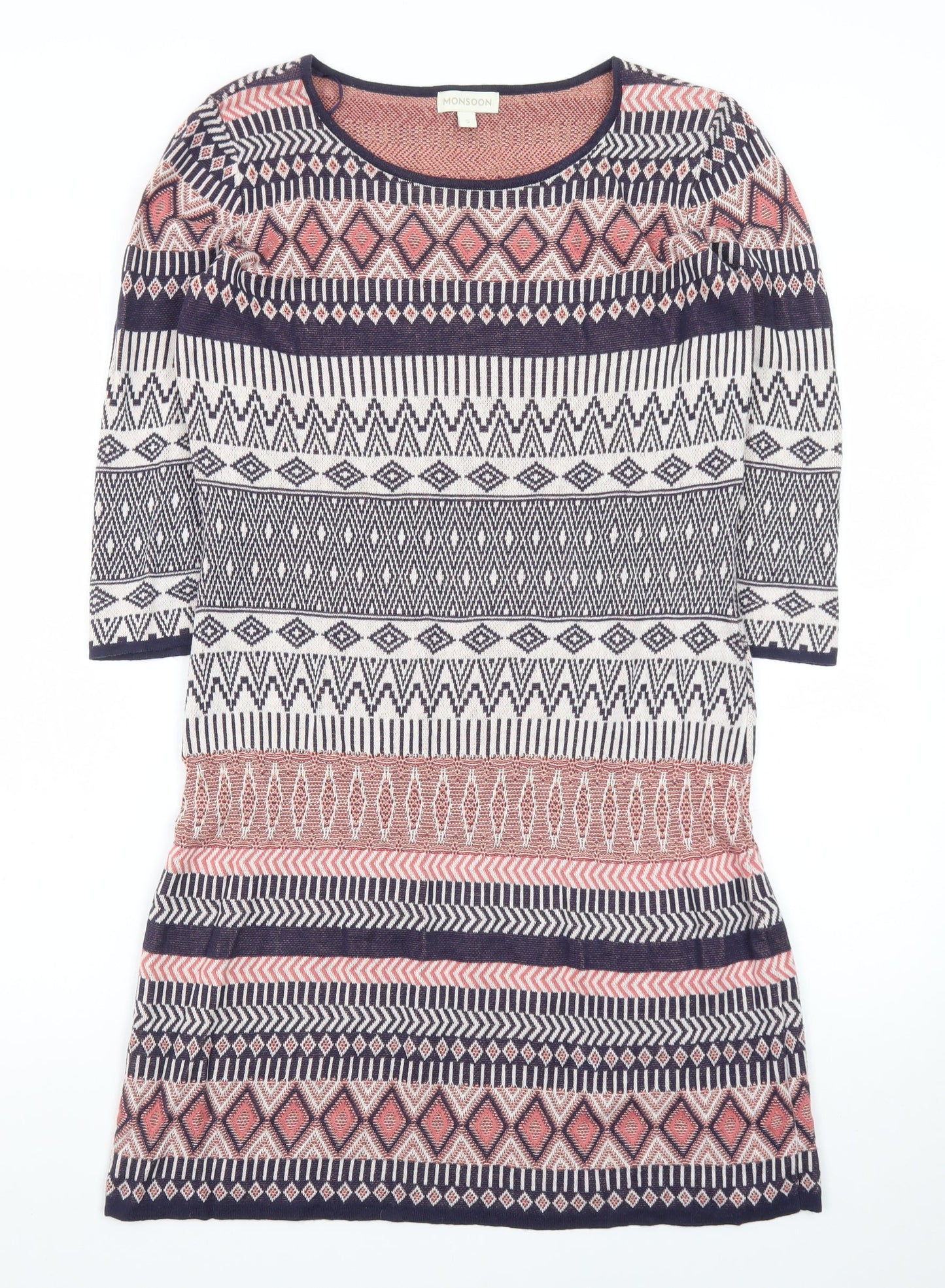 Monsoon Women’s Multicoloured Cotton Knit Shift Dress Size S