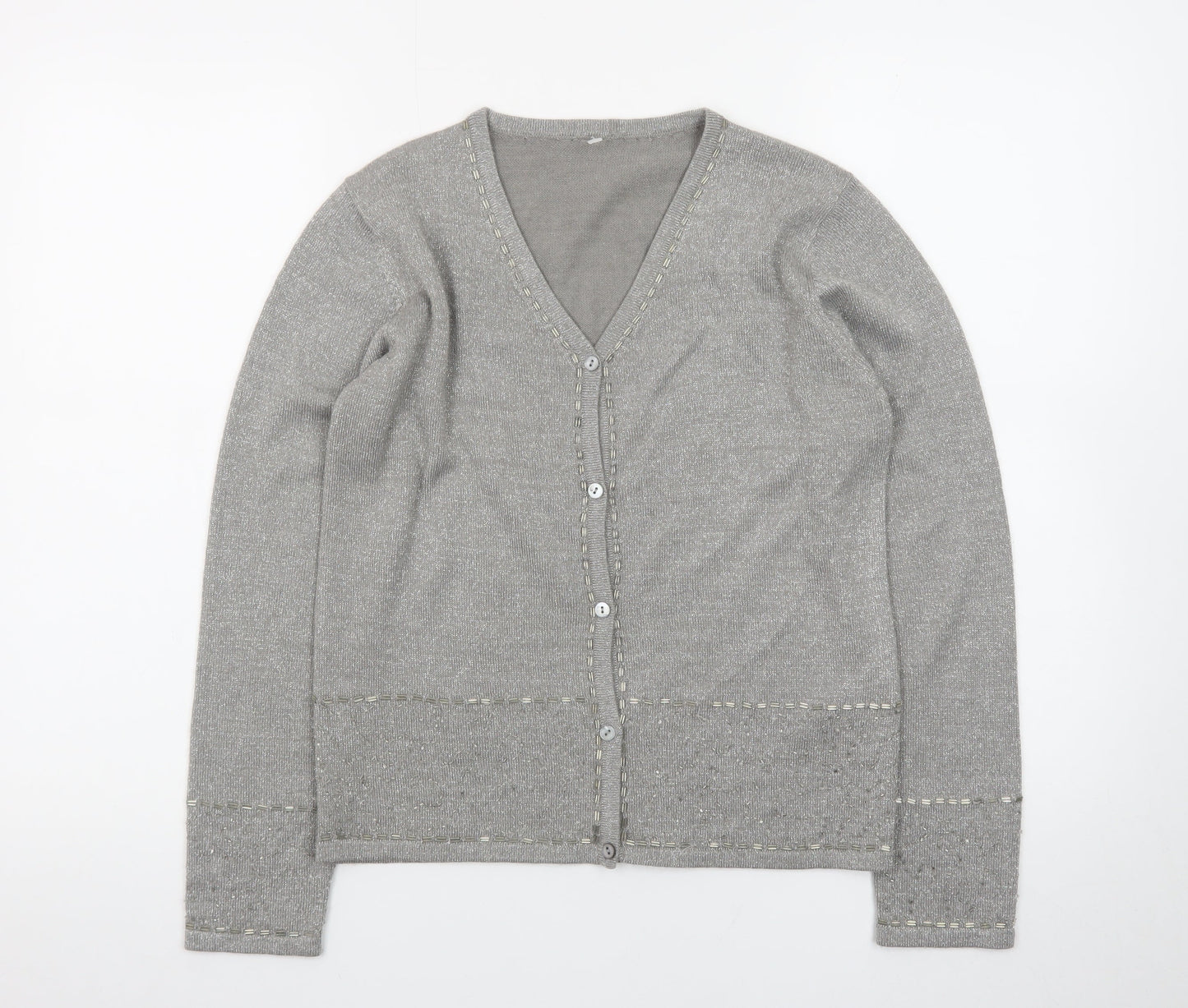 Marks and Spencer Women’s Grey V-Neck Cardigan Size 10 Classic Knit