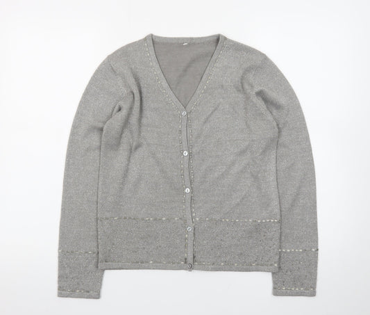 Marks and Spencer Women’s Grey V-Neck Cardigan Size 10 Classic Knit