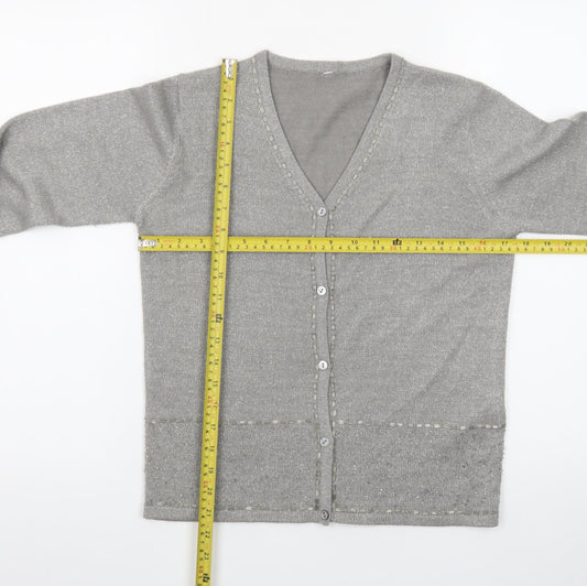 Marks and Spencer Women’s Grey V-Neck Cardigan Size 10 Classic Knit