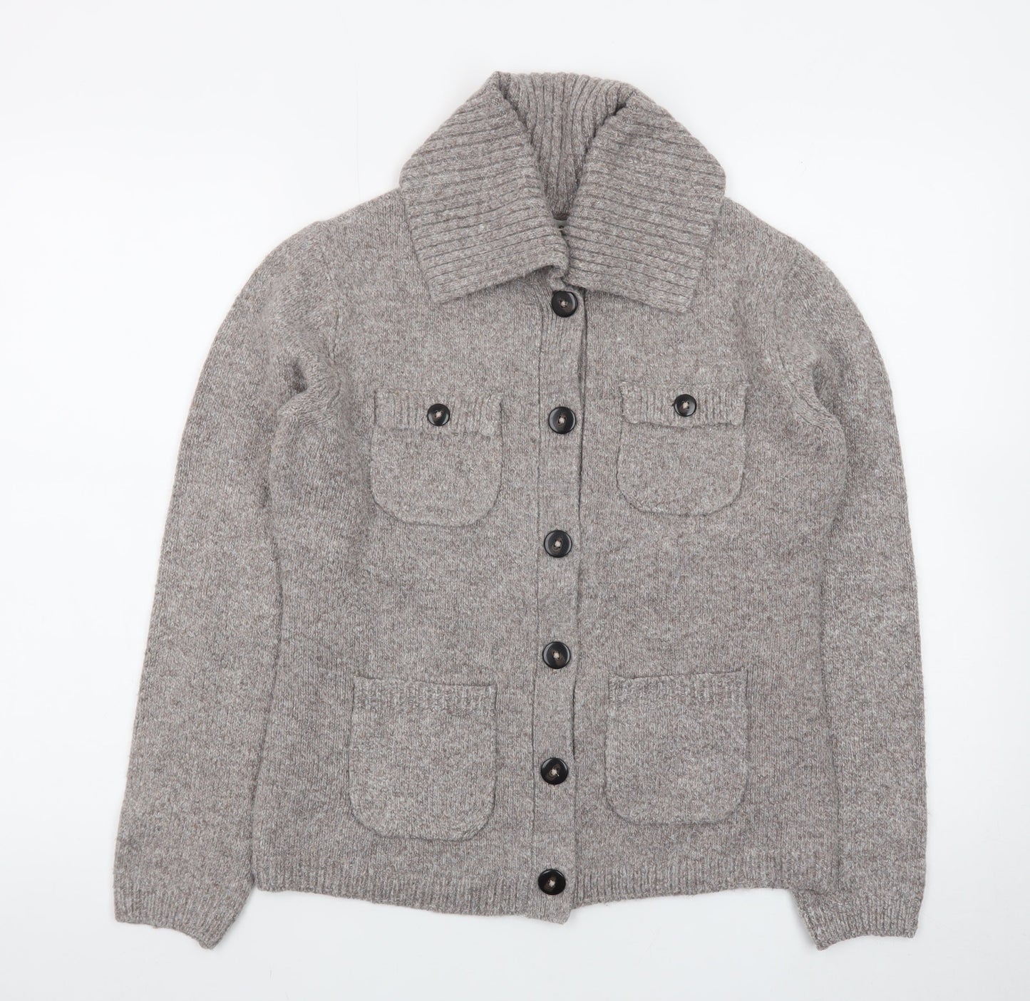 Marks and Spencer Men's Grey Wool Collared Button Cardigan Size S