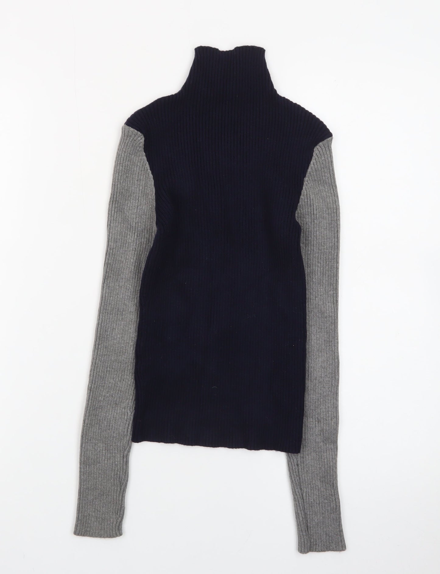 Zara Women Multicoloured Roll Neck Wool Blend Slim Fit Jumper Size 8
