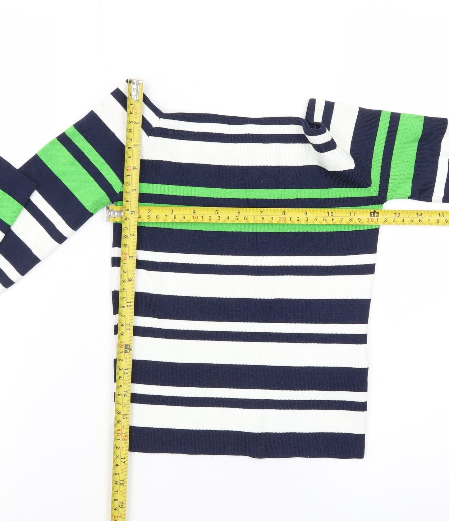 Topshop Women Navy Stripe Boat Neck Jumper Size 10