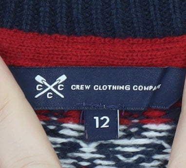 Crew Clothing Company Womens Blue Fair Isle Wool Blend Jumper Size 12