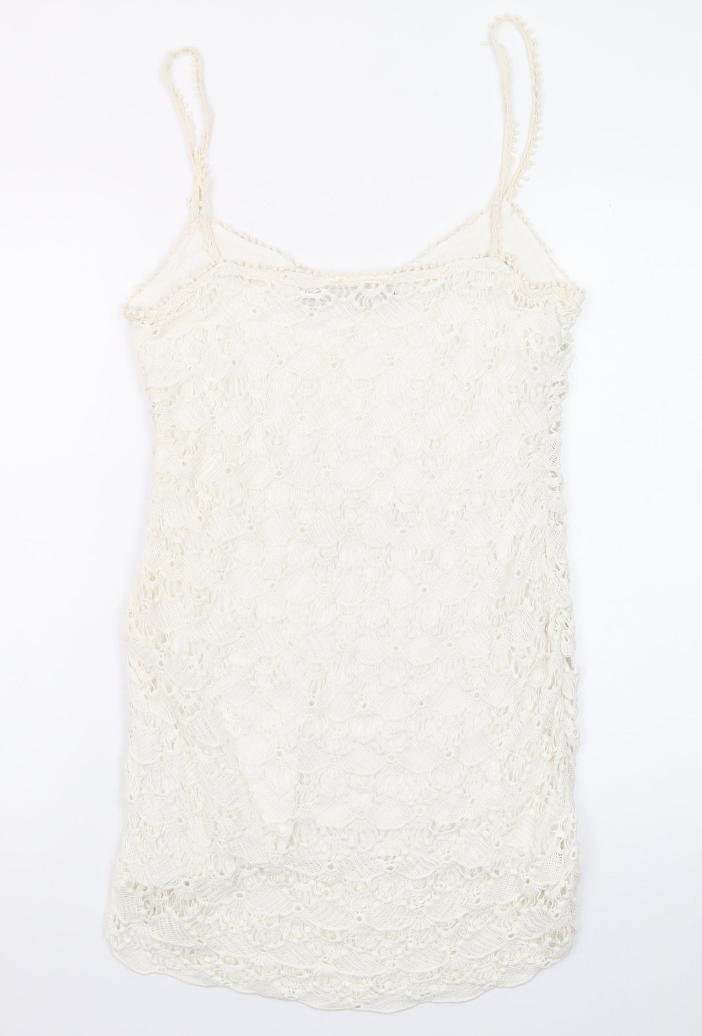 Zara Women Ivory Lace Slip Dress Size 12 Summer Boho Style