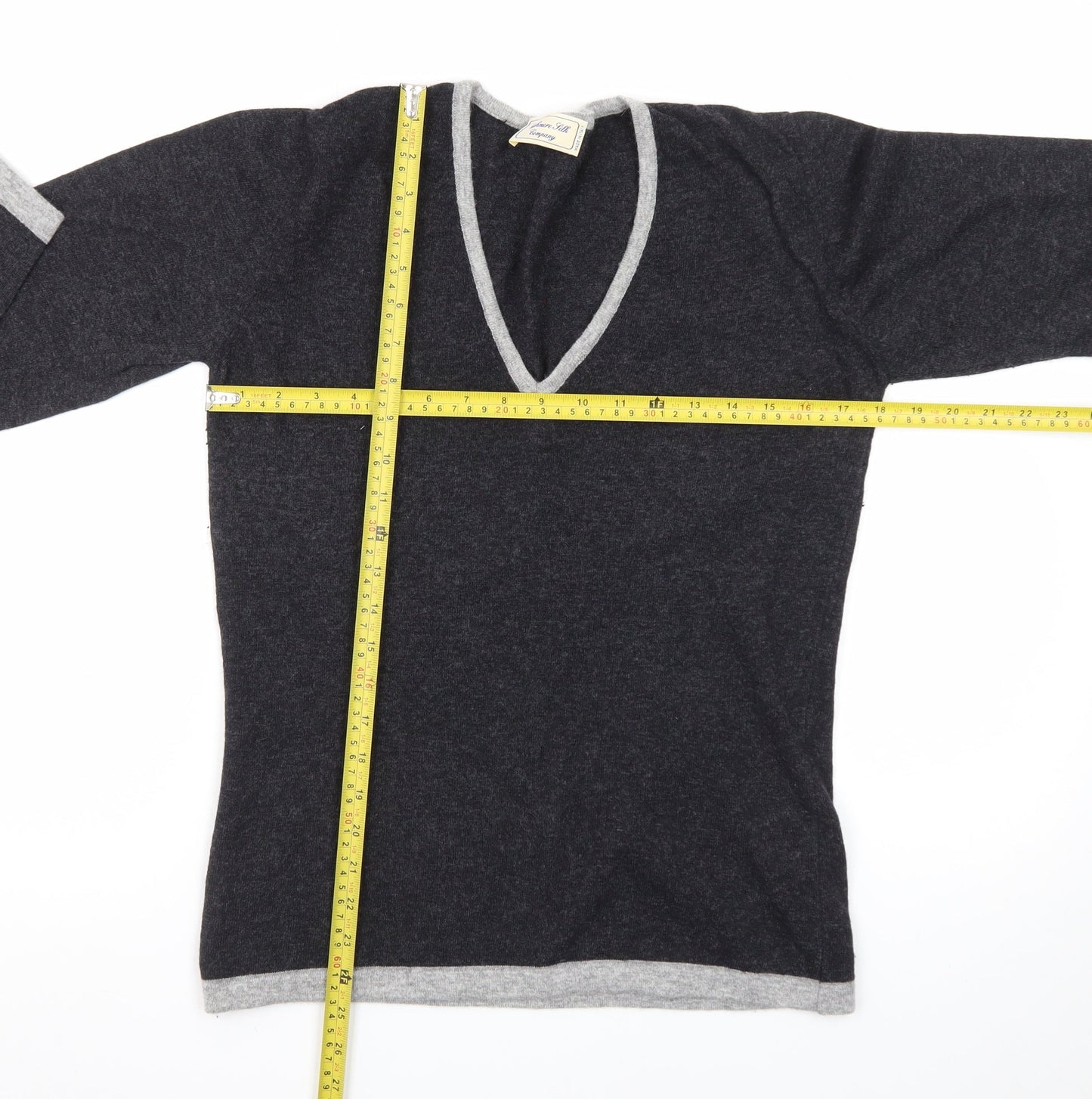 Cashmere Silk Company Women's Black V-Neck Jumper Size XL