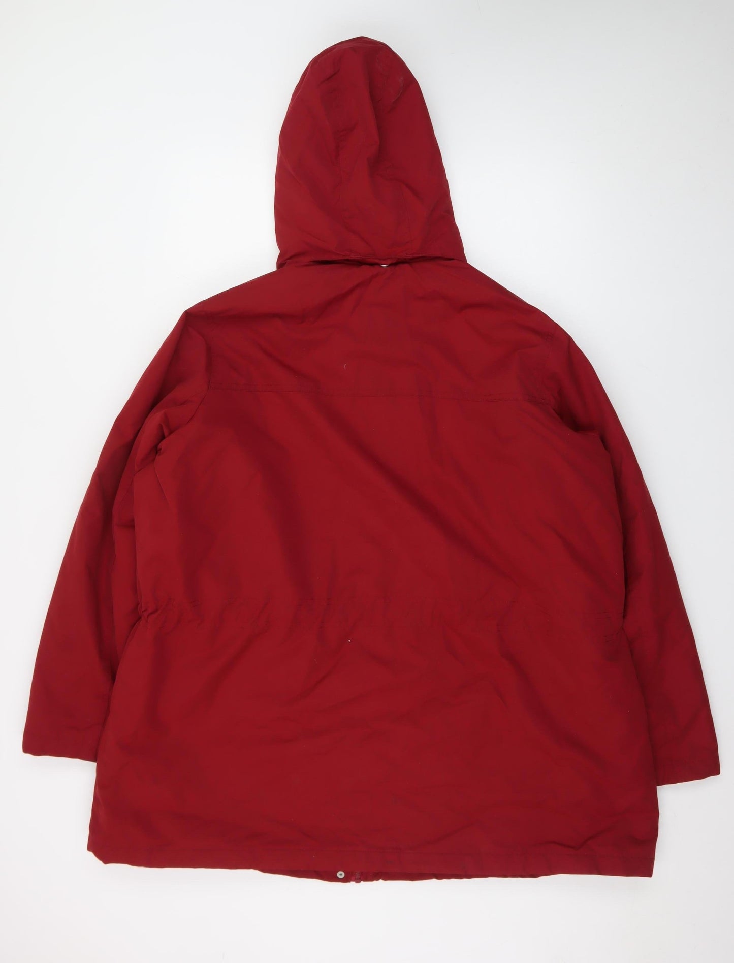 BHS Womens Red Hooded Parka Coat Size 22 Long Sleeve Drawstring