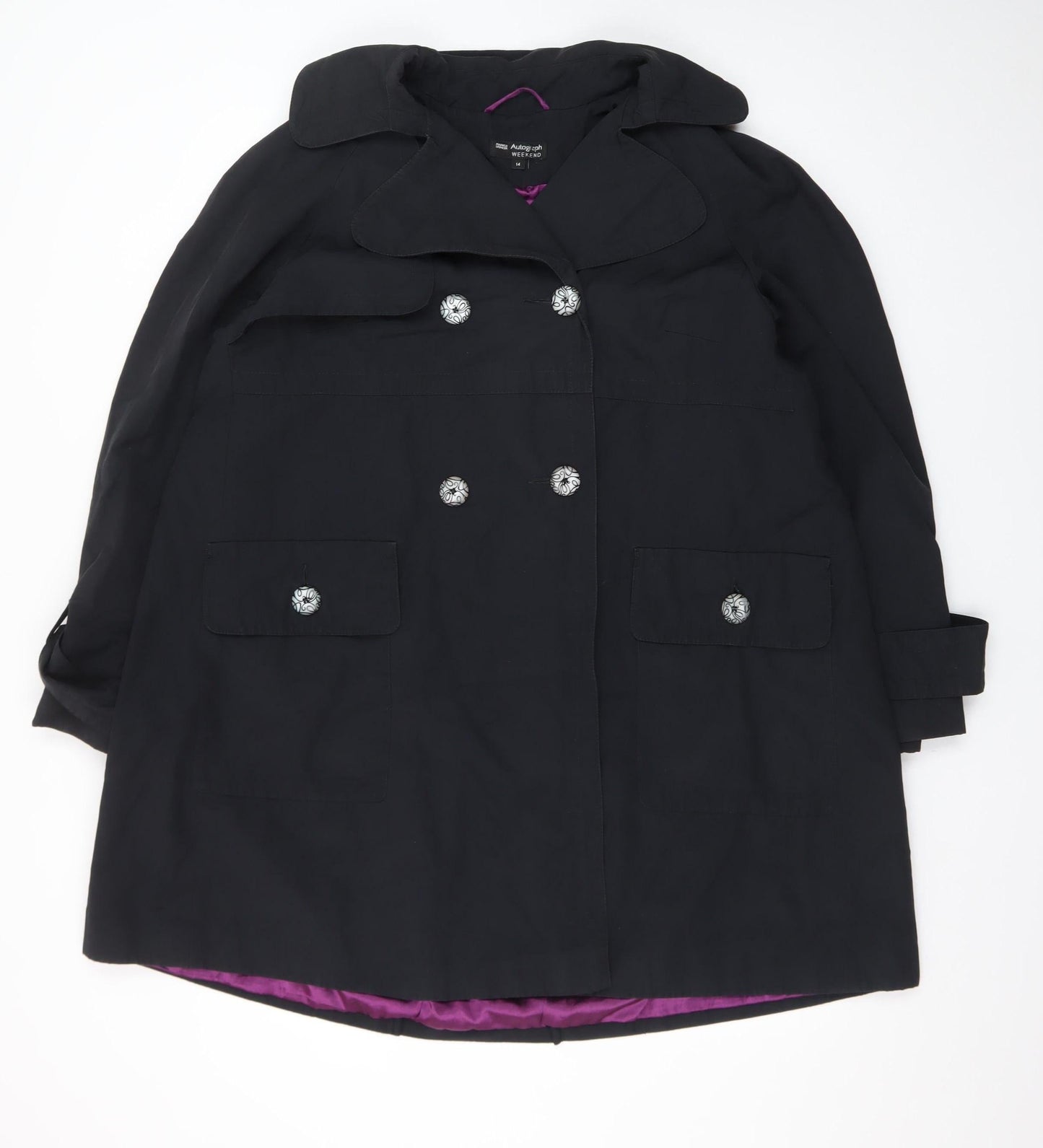 Marks and Spencer Autograph Women Black Size 14 Double Breasted Coat