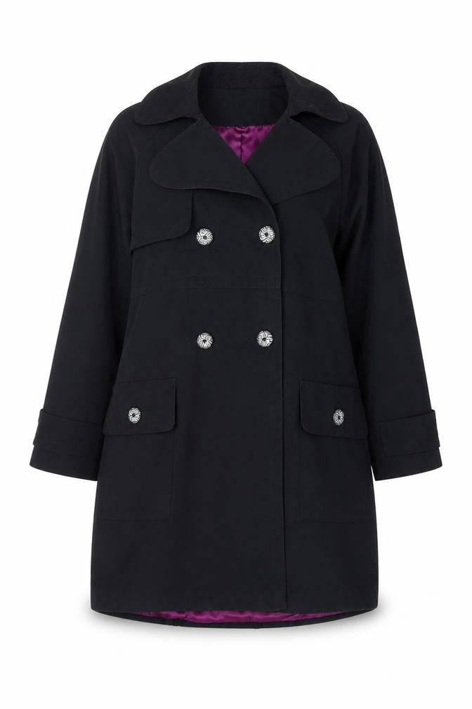 Marks & Spencer Autograph Women Black Size 14 Double Breasted Coat