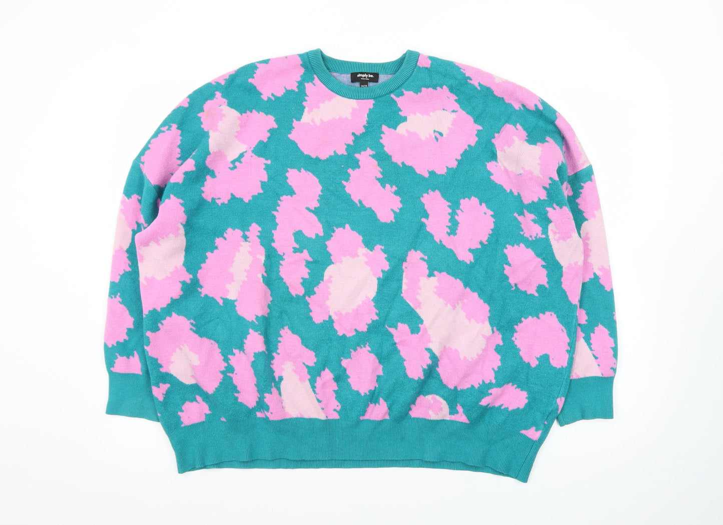Simply Be Women's Multicoloured Animal Print Crew Neck Jumper Size 24
