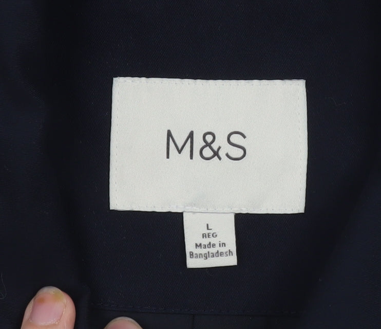 Marks and Spencer Women's Blue L Trench Coat Mid-Length Classic Style