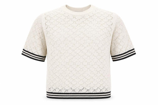 Marks and Spencer Men’s Ivory Open-Knit Cotton Short Sleeve Jumper M